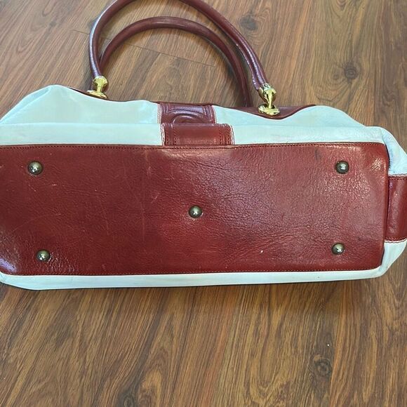 Marino Orlandi luxury red and white leather satchel handbag vintage - Picture 3 of 9